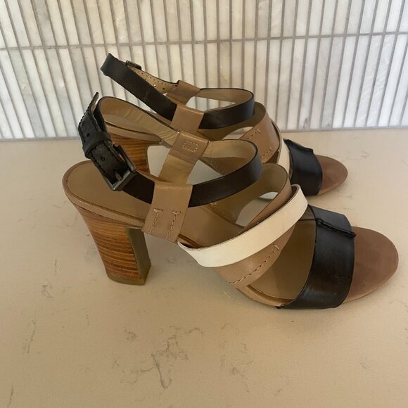 Bandolino Open Toe Heels Sandals, Sling Back, White, Tan, Black, 6 - Picture 2 of 11